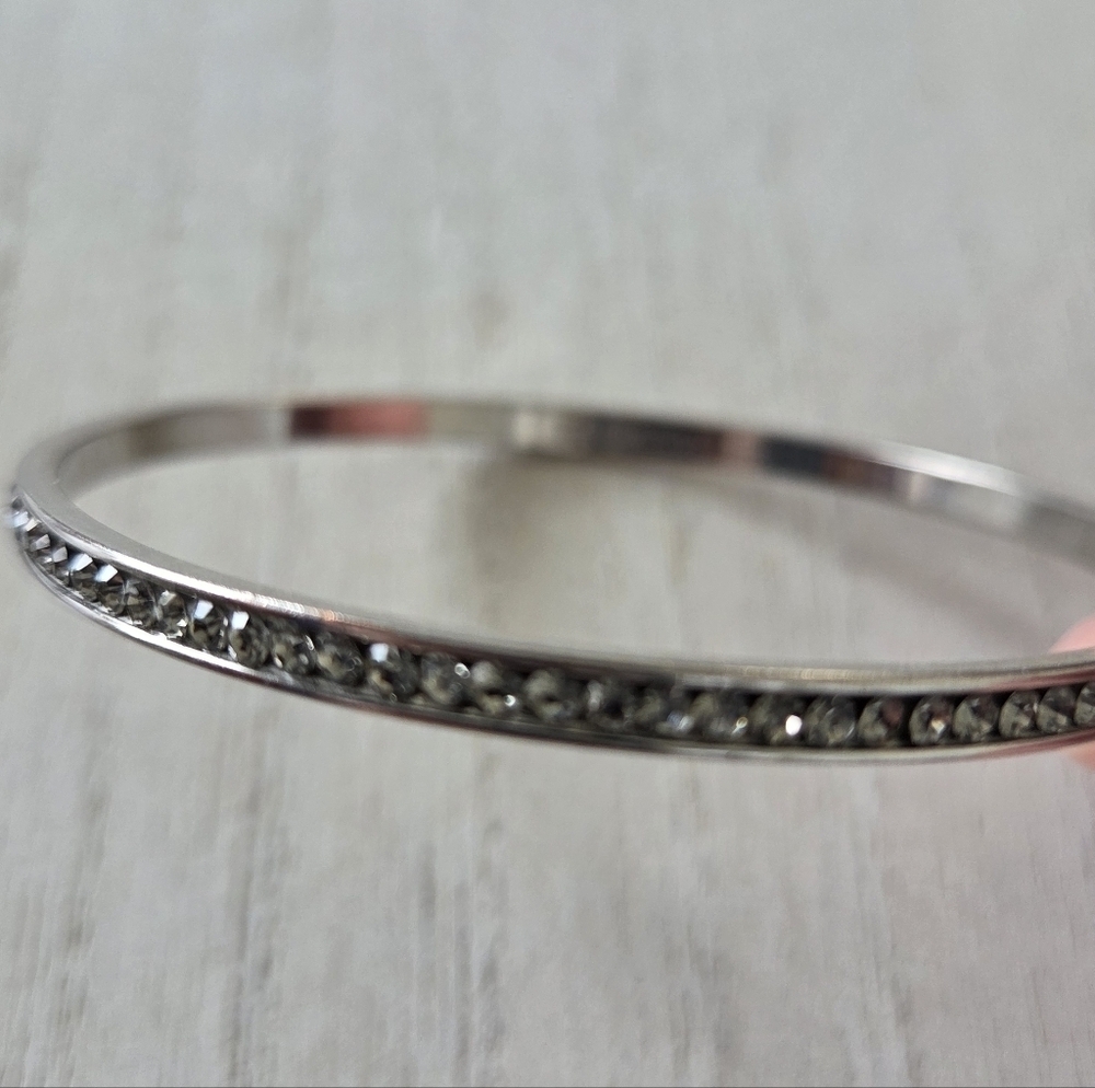 Coach Bangle Bracelet - Silver With Rhinestones - Picture 1 of 10